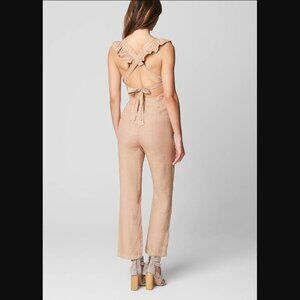 BLANKNYC Womens Luxury Clothing Linen Jumpsuit with Ruffle Straps | Size S